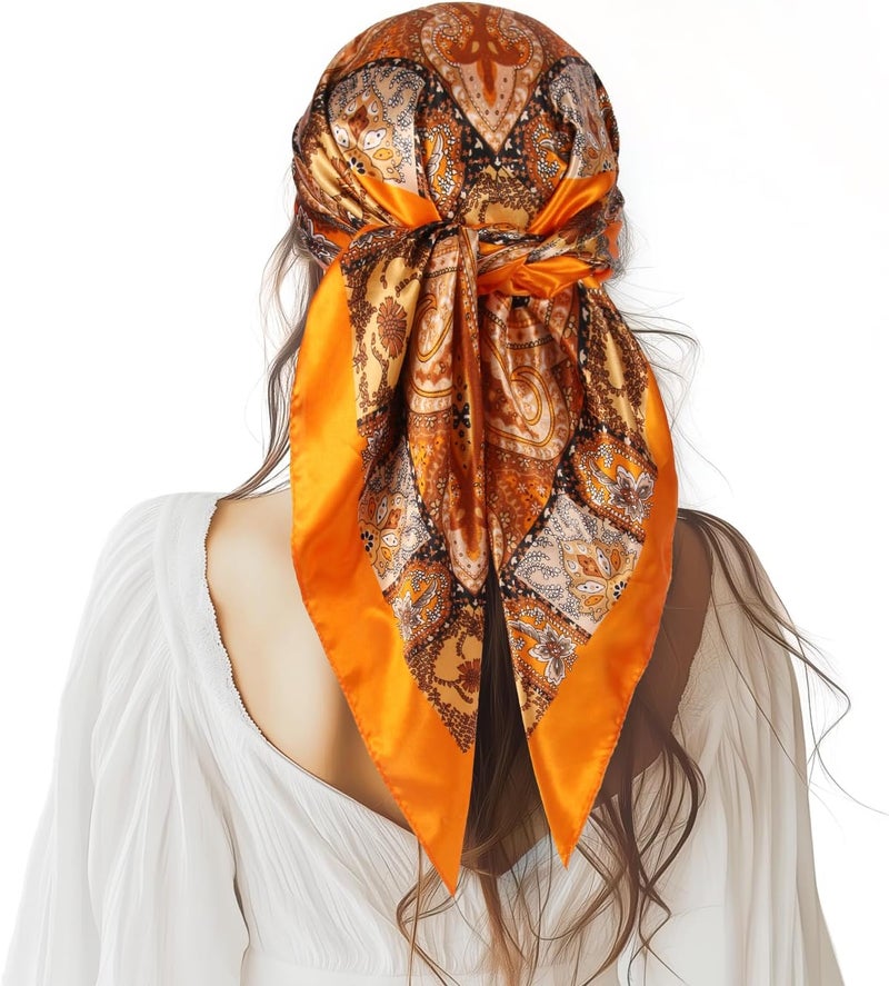 VBAEI 35” Large Square Satin Head Scarf - 1Pcs Satin Hair Scarf Silk Bandana Head Wraps For Women - Image 1